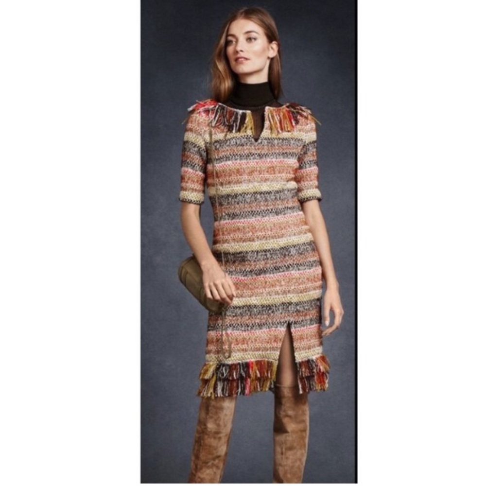 NWT • WORTH NEW YORK $598 Fringed Blanket Stripe Dress - Picture 1 of 16